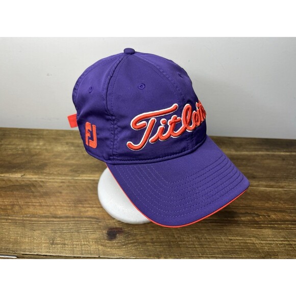 Titleist Hat Men Adjustable Purple Embroidered Logo FJ Pro V1 Strapback Golf Cap - Picture 1 of 8
